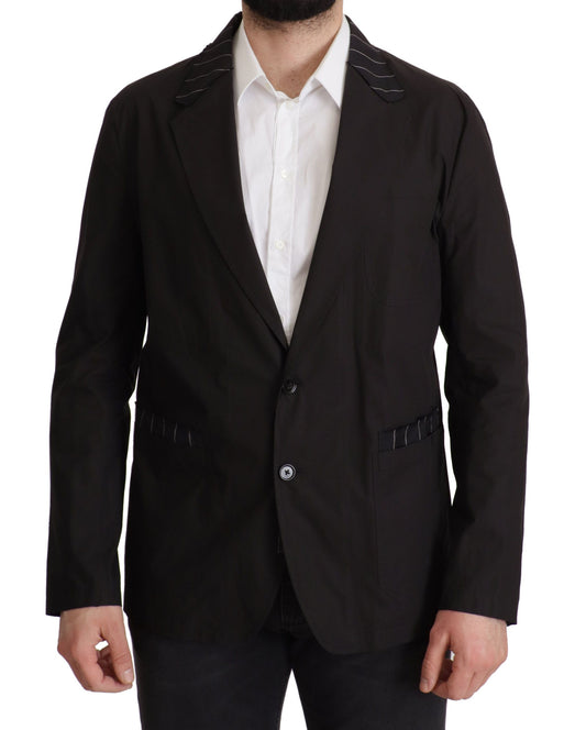 Dolce &amp; Gabbana – Einreihiger Blazer aus schwarzer Baumwolle