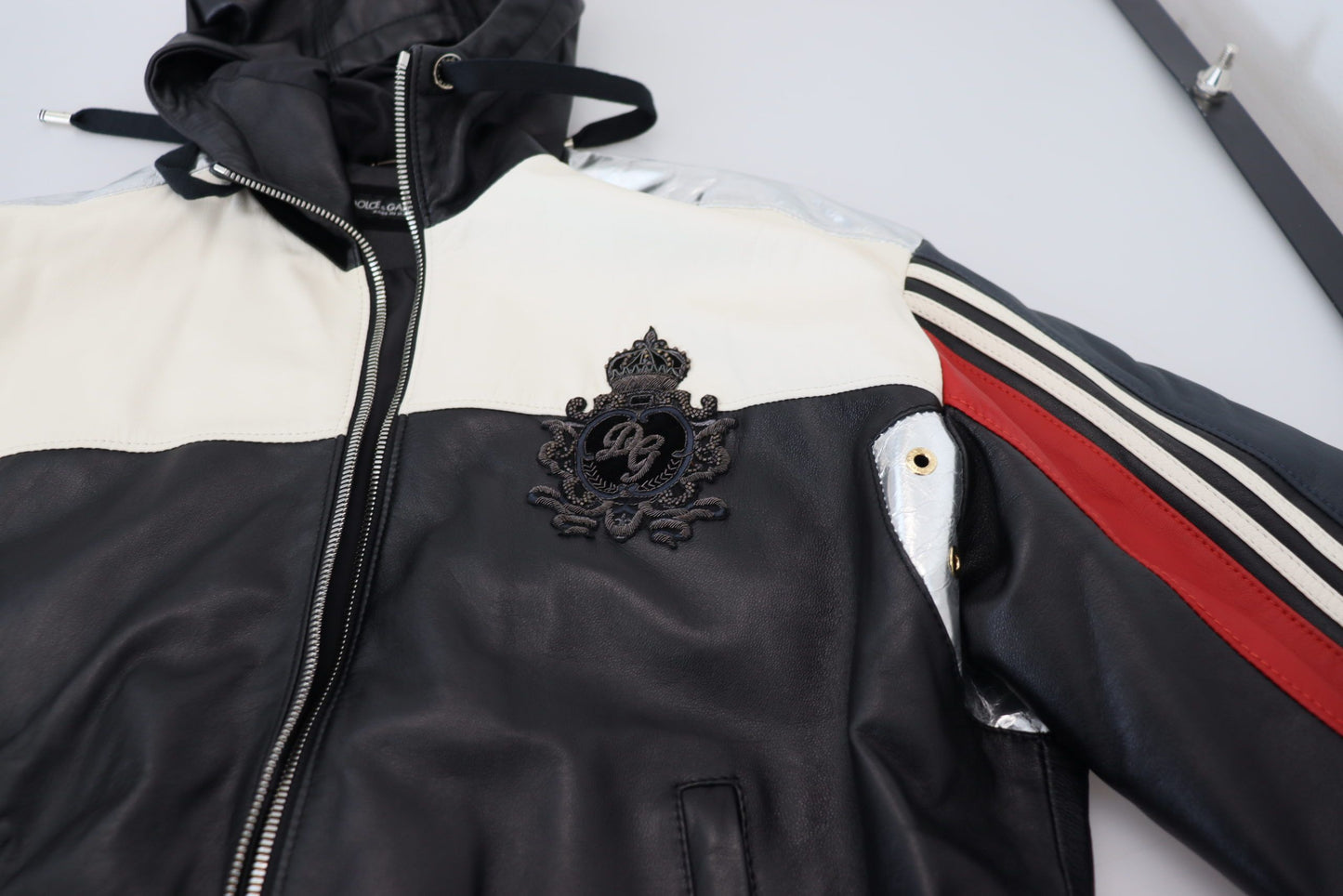 Dolce &amp; Gabbana Black Leather Hooded Blouson Coat Jacket