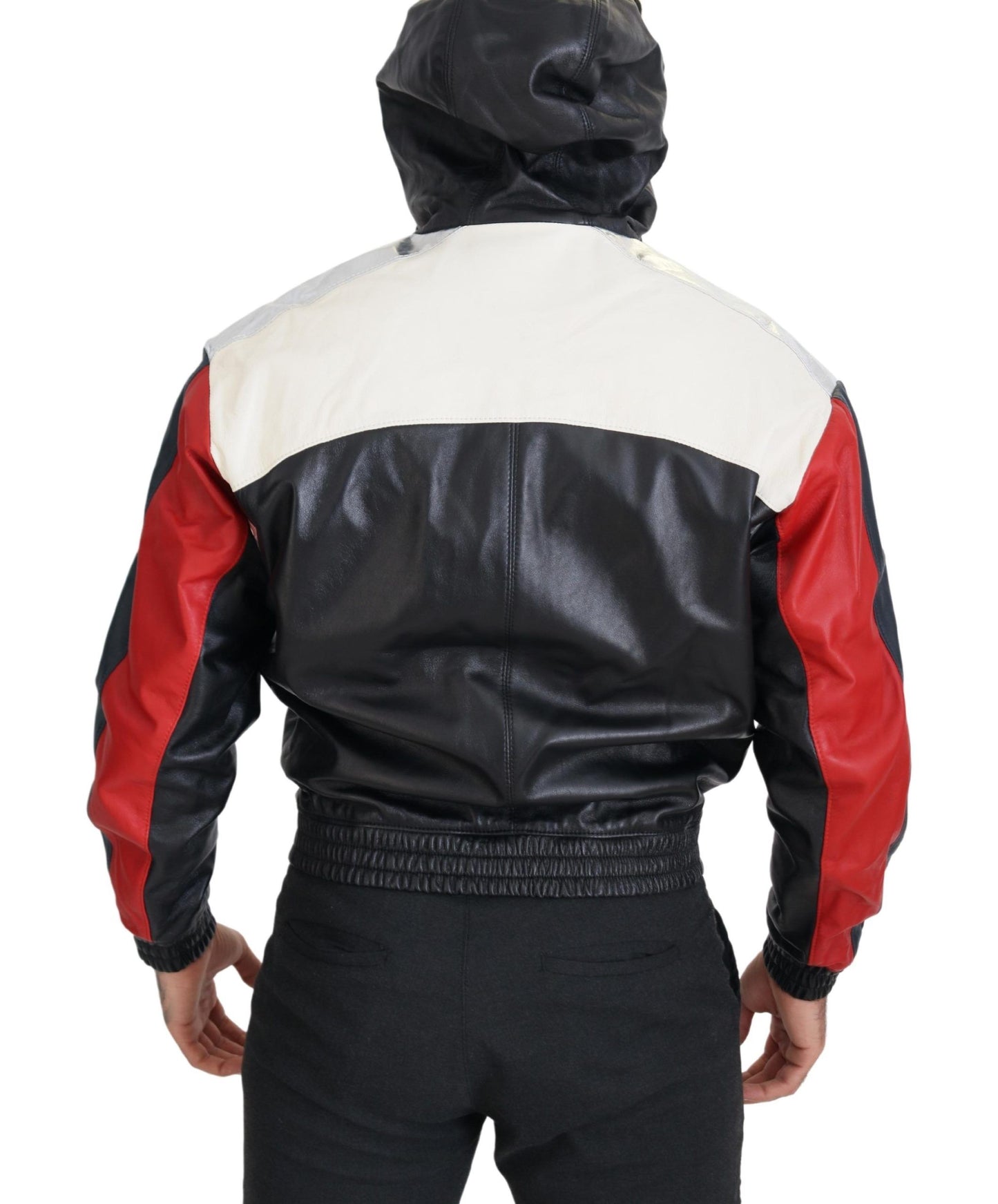 Dolce &amp; Gabbana Black Leather Hooded Blouson Coat Jacket