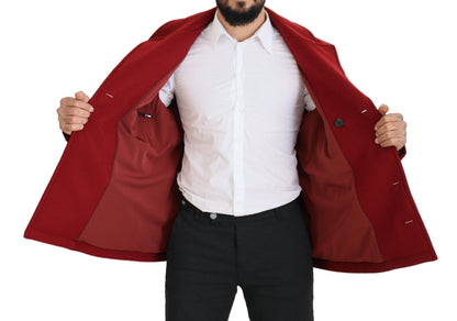 Dolce &amp; Gabbana Red Wool Double Breasted Coat Jacket
