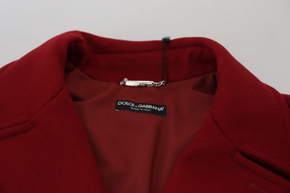 Dolce &amp; Gabbana Red Wool Double Breasted Coat Jacket