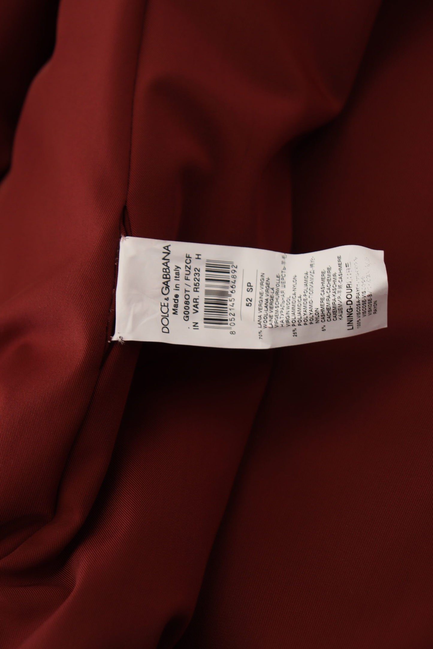 Dolce &amp; Gabbana Red Wool Double Breasted Coat Jacket