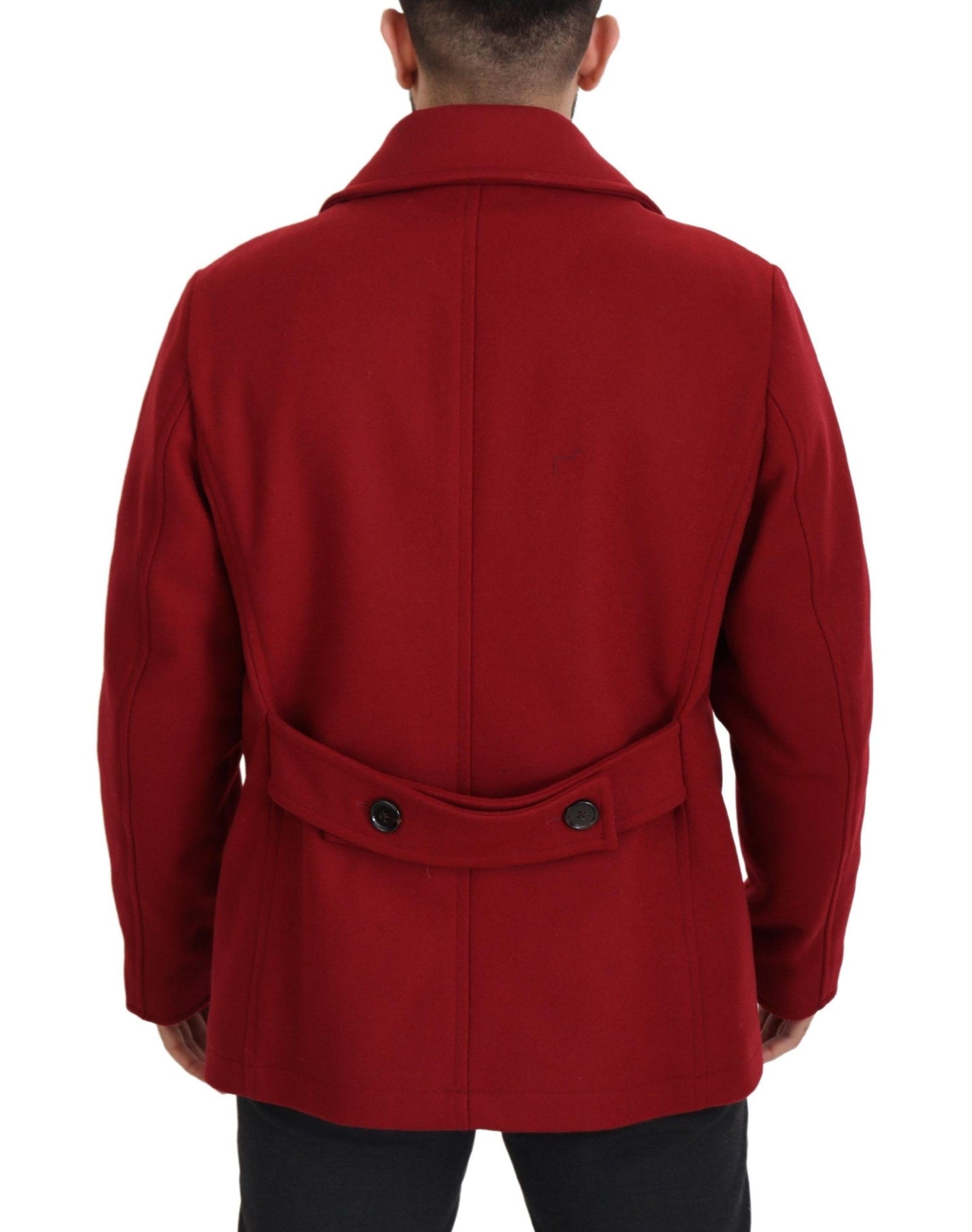Dolce &amp; Gabbana Red Wool Double Breasted Coat Jacket