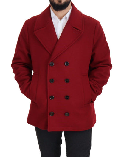 Dolce &amp; Gabbana Red Wool Double Breasted Coat Jacket