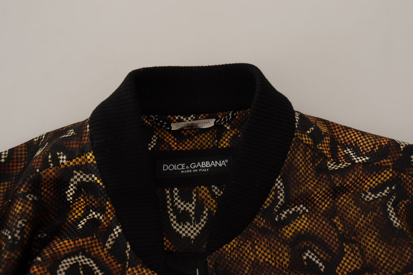 Dolce &amp; Gabbana – Blousonjacke mit durchgehendem Reißverschluss und braunen Federn