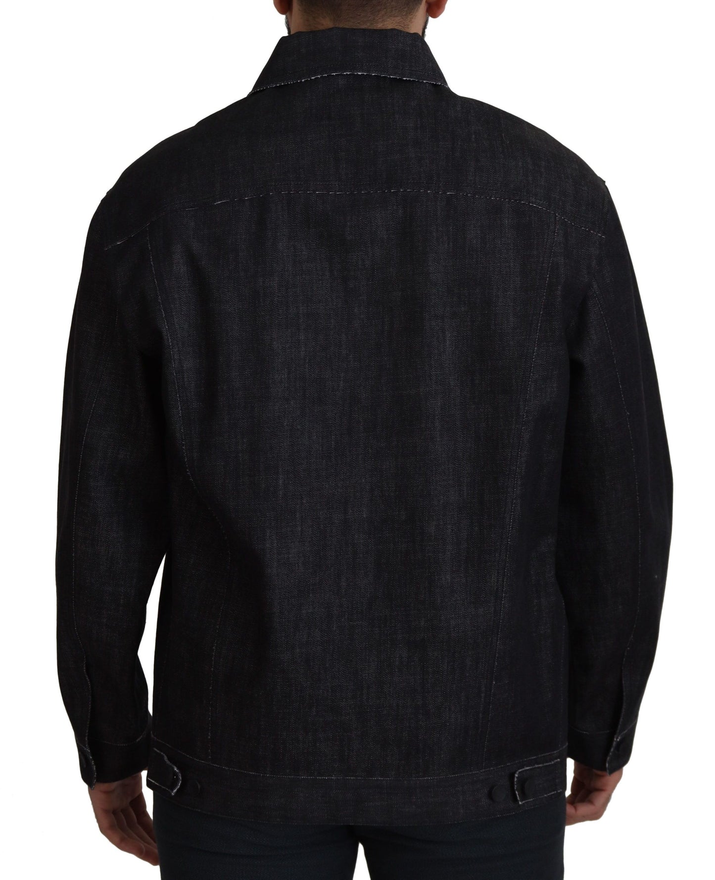 Dolce &amp; Gabbana – Schwarze Jeansjacke aus Baumwolle mit durchgehender Knopfleiste