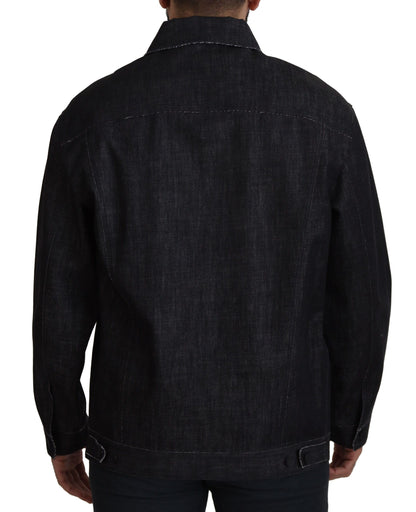 Dolce &amp; Gabbana – Schwarze Jeansjacke aus Baumwolle mit durchgehender Knopfleiste