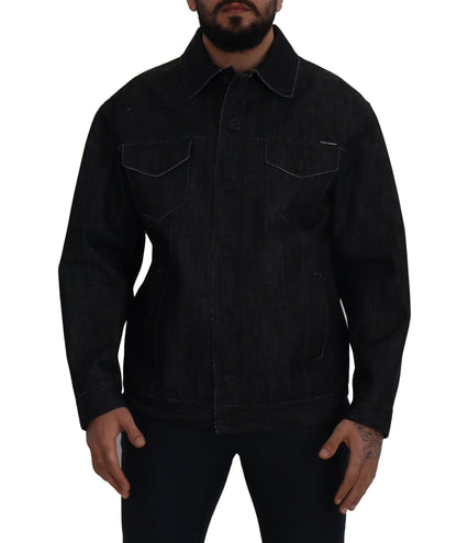 Dolce &amp; Gabbana – Schwarze Jeansjacke aus Baumwolle mit durchgehender Knopfleiste