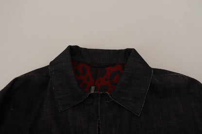 Dolce &amp; Gabbana – Schwarze Jeansjacke aus Baumwolle mit durchgehender Knopfleiste