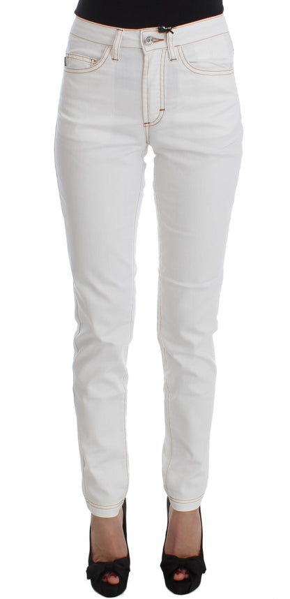 Cavalli Slim Fit Jeans aus Baumwollmischung in Weiß
