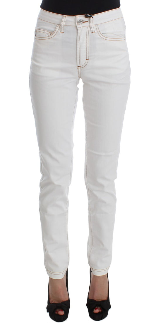 Cavalli Slim Fit Jeans aus Baumwollmischung in Weiß