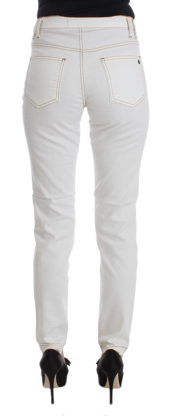 Cavalli Slim Fit Jeans aus Baumwollmischung in Weiß