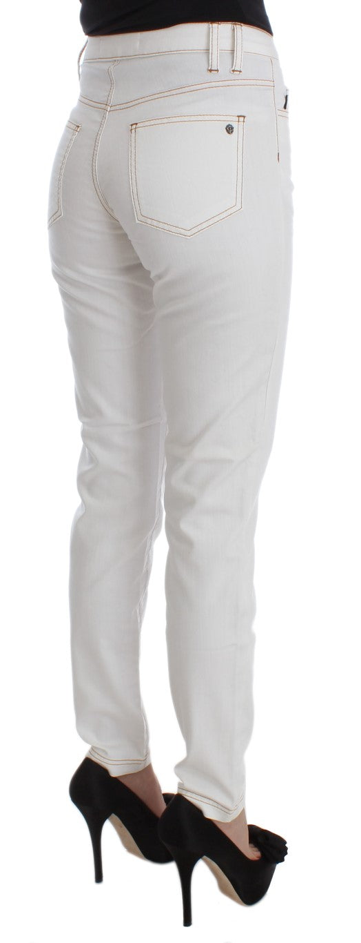 Cavalli Slim Fit Jeans aus Baumwollmischung in Weiß