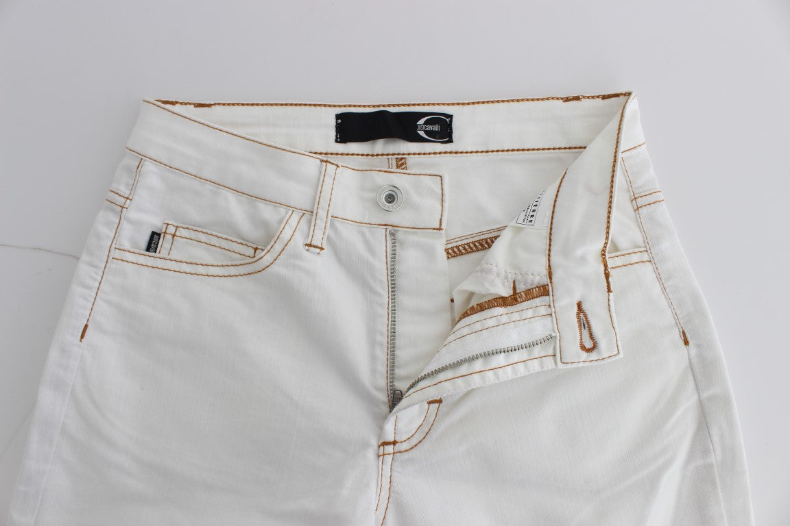 Cavalli Slim Fit Jeans aus Baumwollmischung in Weiß