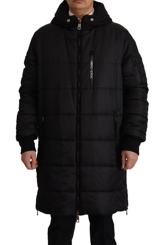 Dolce &amp; Gabbana Black Nylon Hooded Parka Coat Winter Jacket