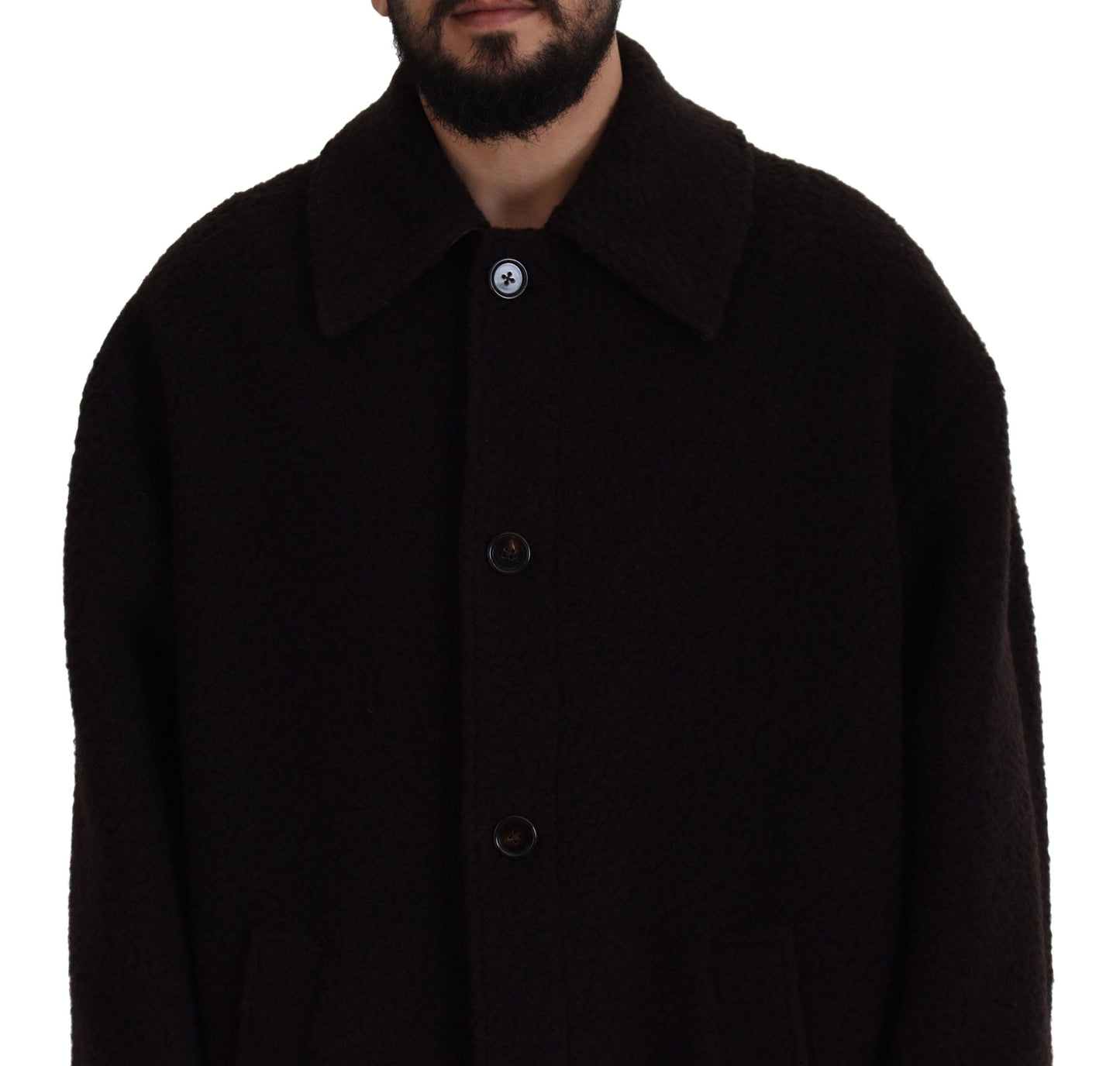 Dolce &amp; Gabbana Black Alpaca Button Down Trench Coat Jacket