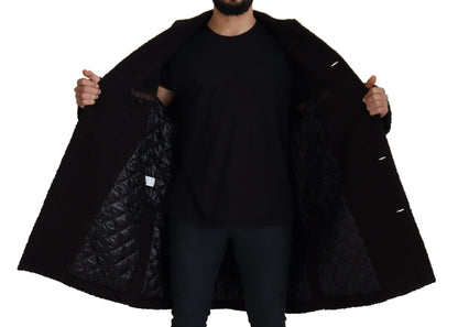 Dolce &amp; Gabbana Black Alpaca Button Down Trench Coat Jacket