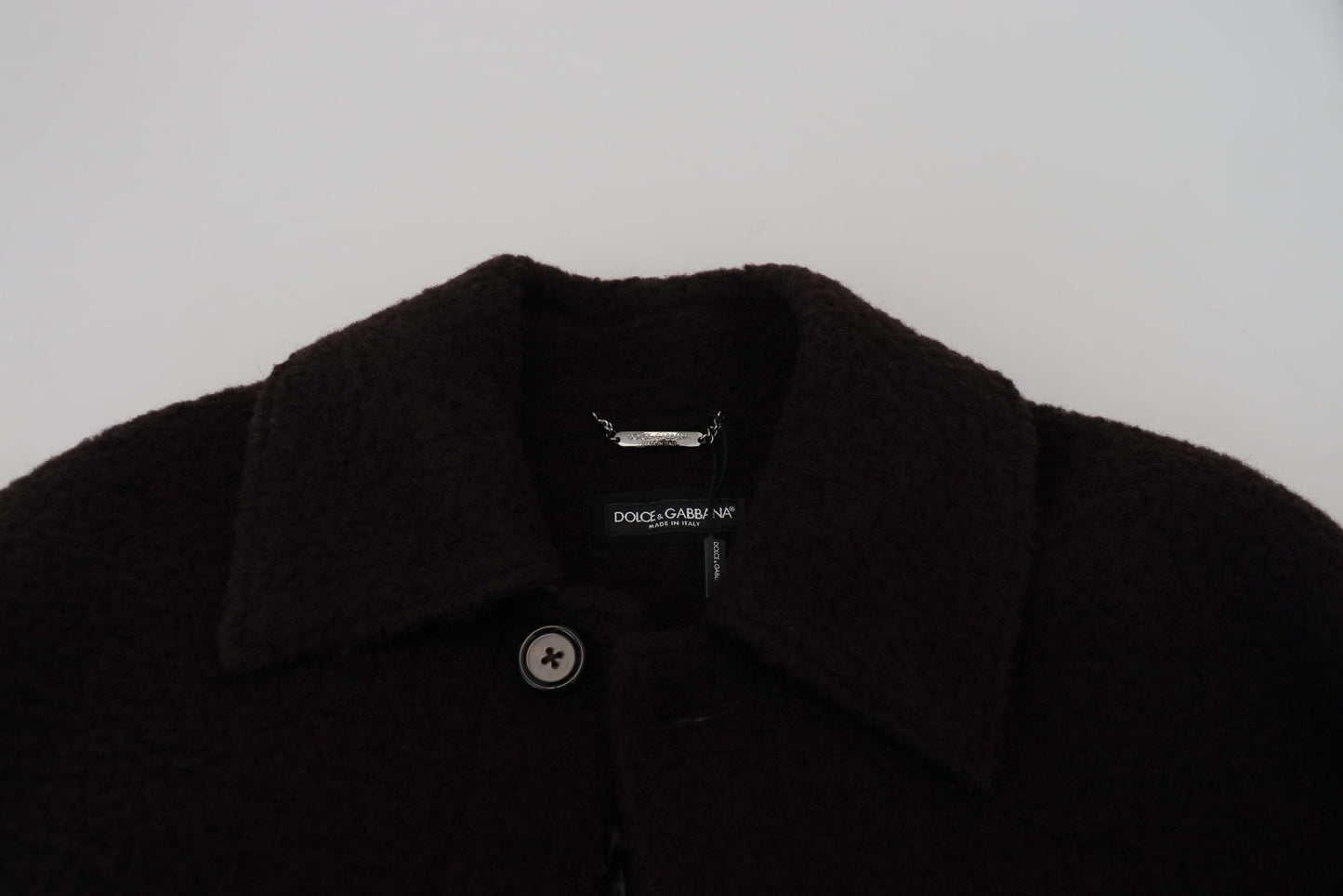 Dolce &amp; Gabbana Black Alpaca Button Down Trench Coat Jacket