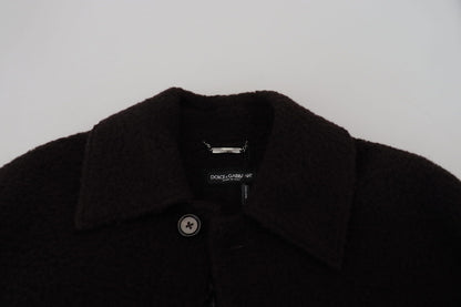 Dolce &amp; Gabbana Black Alpaca Button Down Trench Coat Jacket