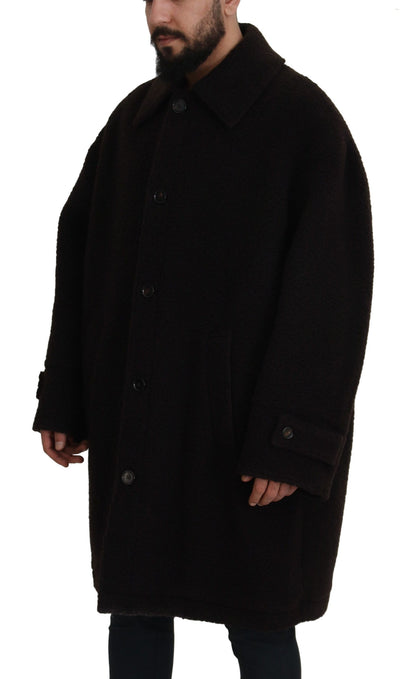 Dolce &amp; Gabbana Black Alpaca Button Down Trench Coat Jacket