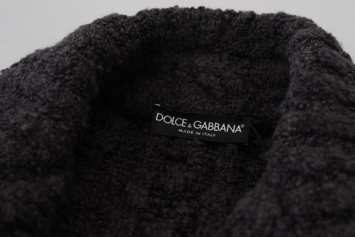 Dolce &amp; Gabbana Black Wool Knit Double Breasted Coat Jacket