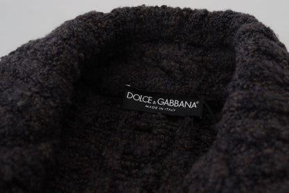 Dolce &amp; Gabbana Black Wool Knit Double Breasted Coat Jacket