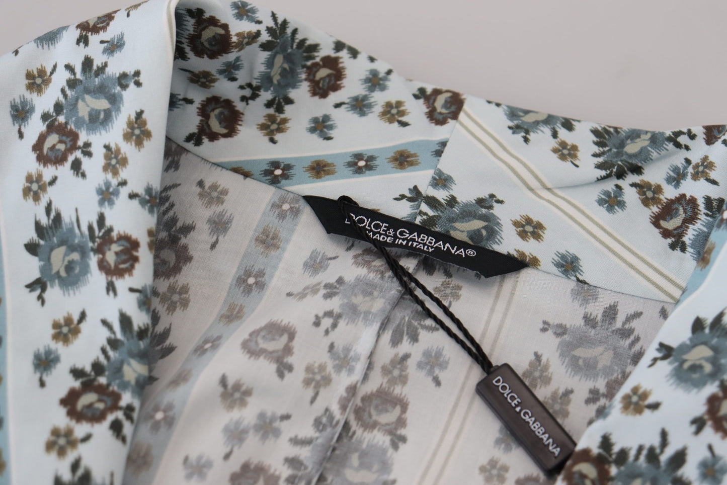 Dolce &amp; Gabbana Blue Floral Cotton Robe Coat Jacket