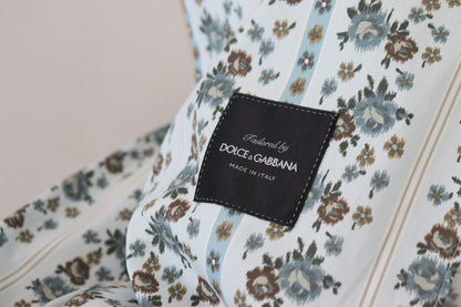 Dolce &amp; Gabbana Blue Floral Cotton Robe Coat Jacket