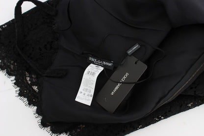 Dolce &amp; Gabbana – Knielanges Etuikleid aus schwarzer Blumenspitze
