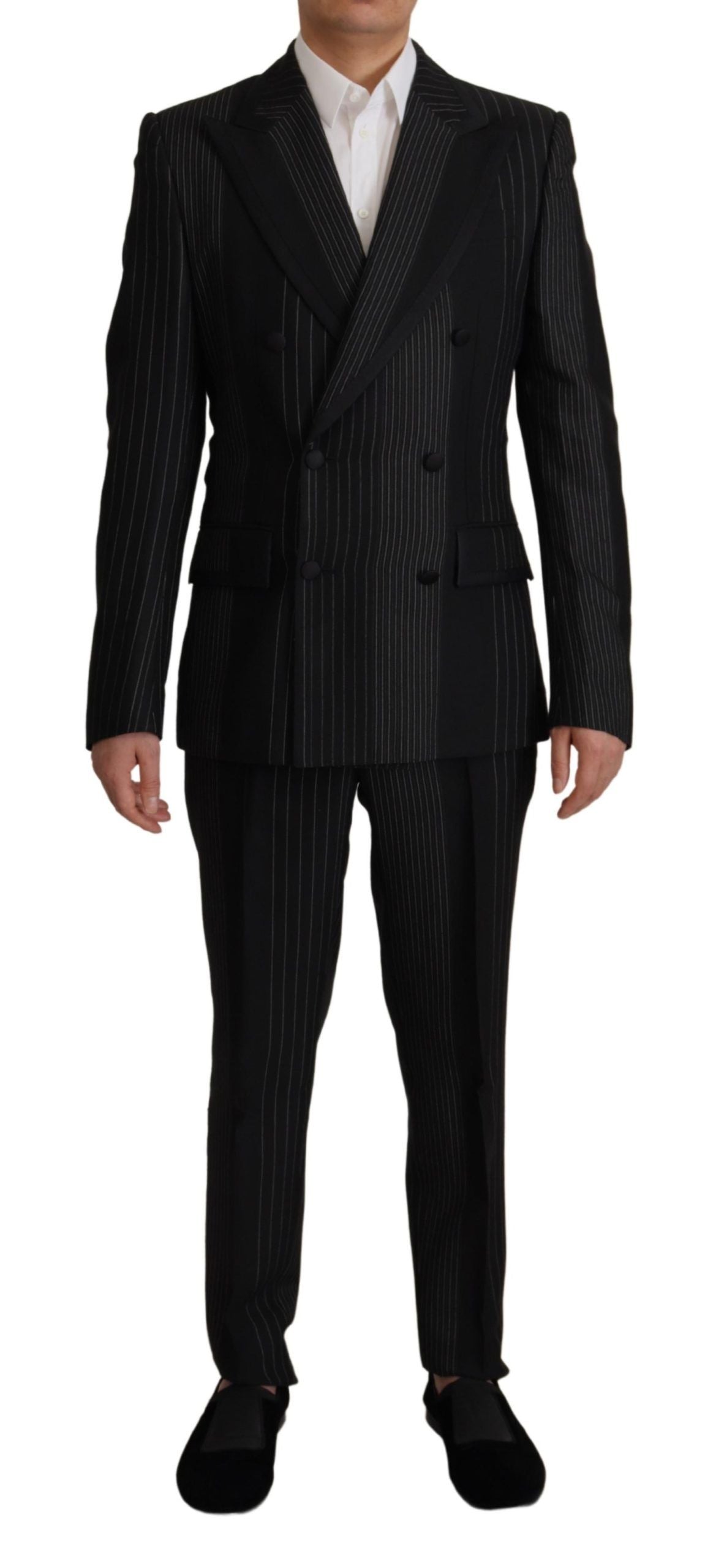 Dolce &amp; Gabbana Black Stripes Rayon Formal 2 Piece Suit