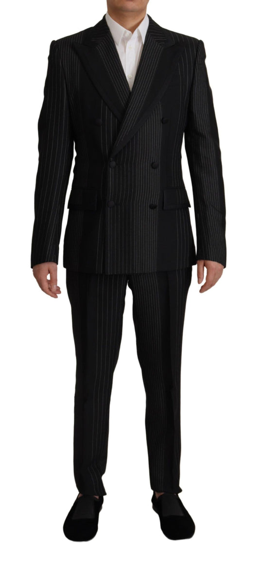 Dolce &amp; Gabbana Black Stripes Rayon Formal 2 Piece Suit
