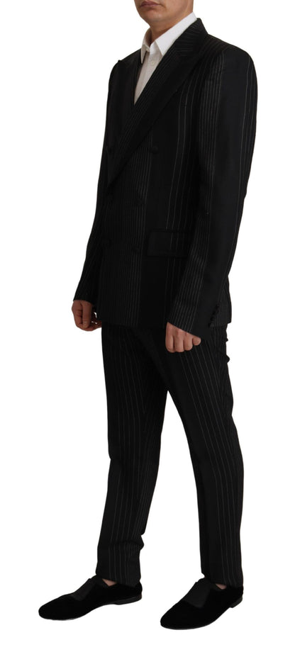 Dolce &amp; Gabbana Black Stripes Rayon Formal 2 Piece Suit