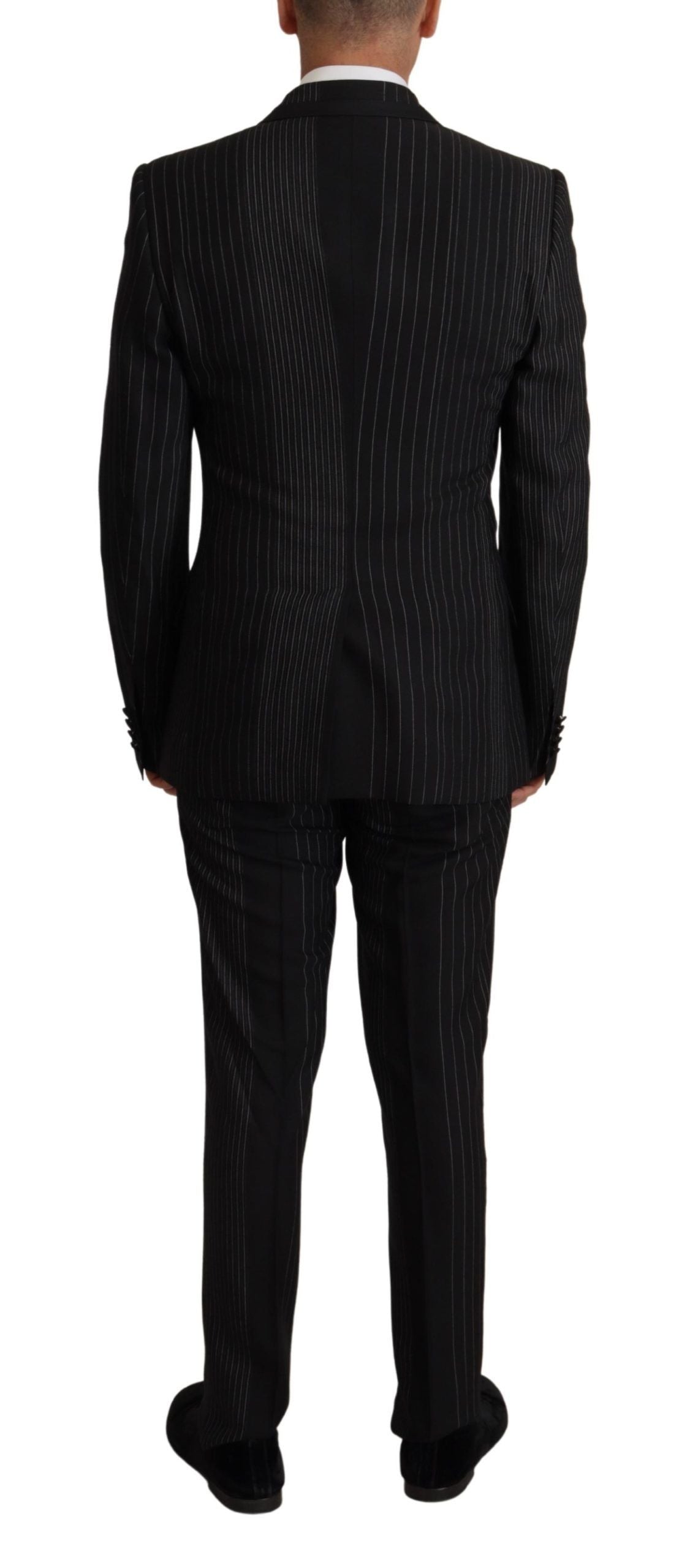 Dolce &amp; Gabbana Black Stripes Rayon Formal 2 Piece Suit