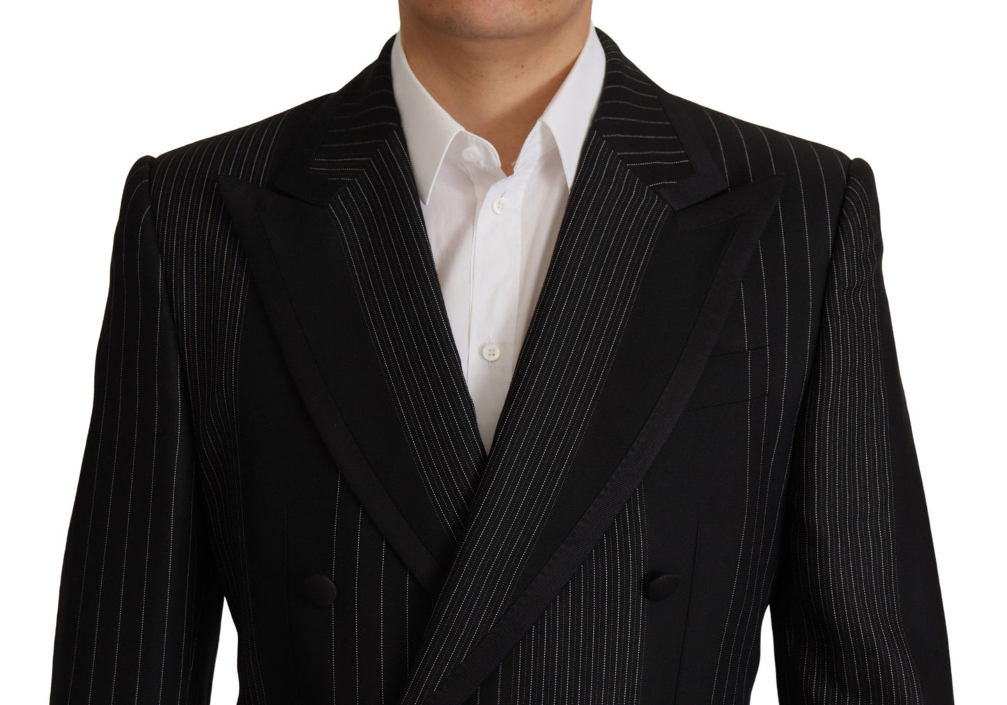 Dolce &amp; Gabbana Black Stripes Rayon Formal 2 Piece Suit