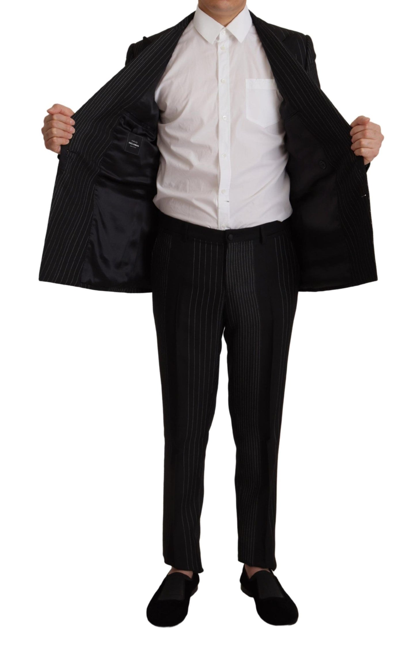 Dolce &amp; Gabbana Black Stripes Rayon Formal 2 Piece Suit