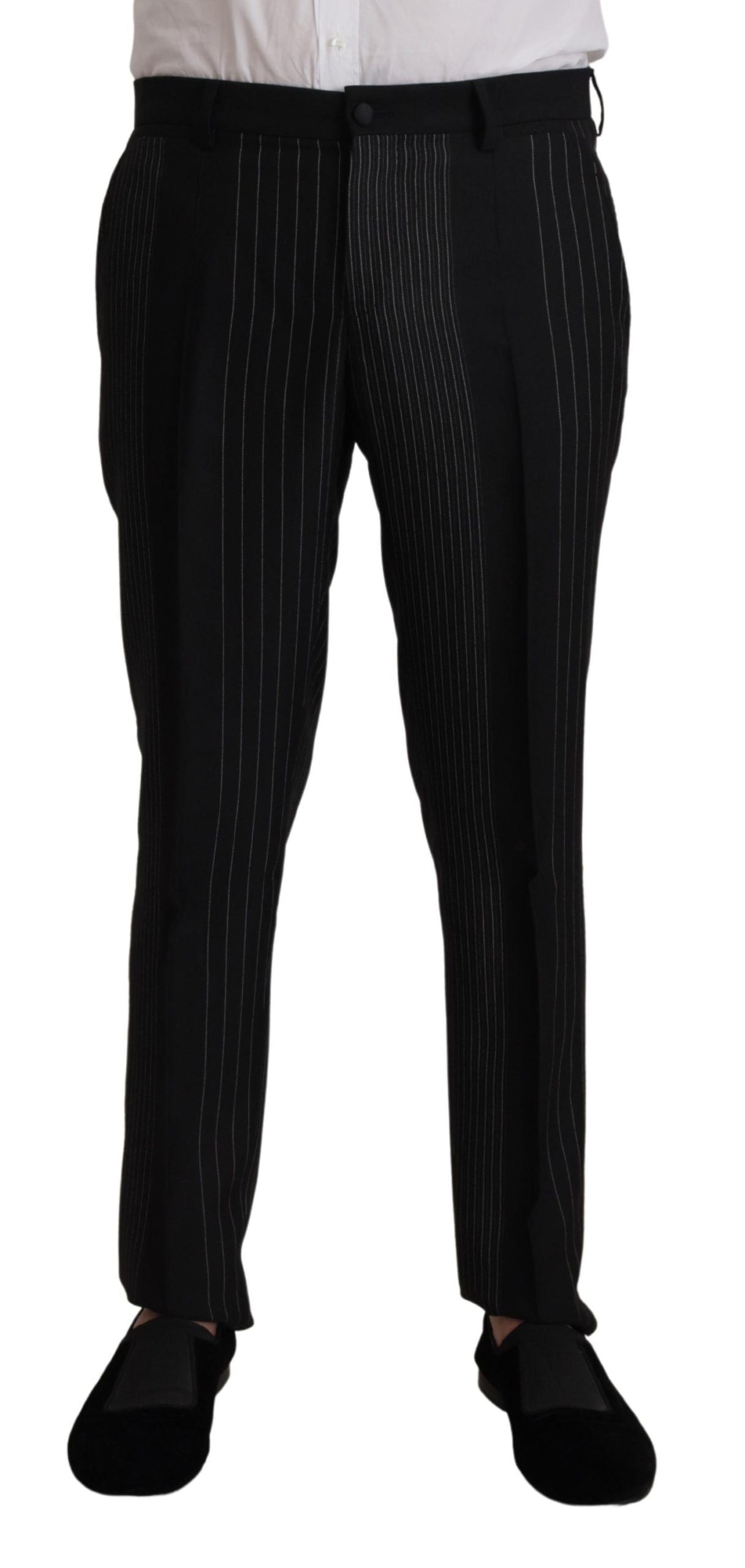Dolce &amp; Gabbana Black Stripes Rayon Formal 2 Piece Suit