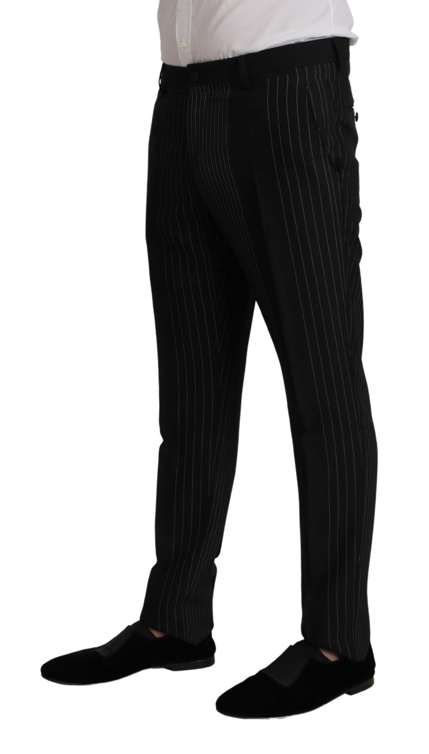 Dolce &amp; Gabbana Black Stripes Rayon Formal 2 Piece Suit