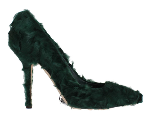 Dolce &amp; Gabbana Grüne Xiangao-Pumps aus Lammfellleder