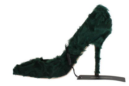 Dolce &amp; Gabbana Grüne Xiangao-Pumps aus Lammfellleder