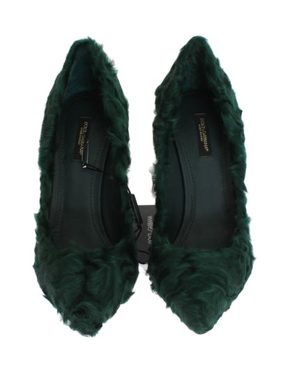 Dolce &amp; Gabbana Grüne Xiangao-Pumps aus Lammfellleder