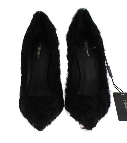 Dolce &amp; Gabbana Schwarze Xiangao-Pumps aus Lammfellleder