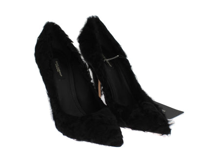 Dolce &amp; Gabbana Schwarze Xiangao-Pumps aus Lammfellleder