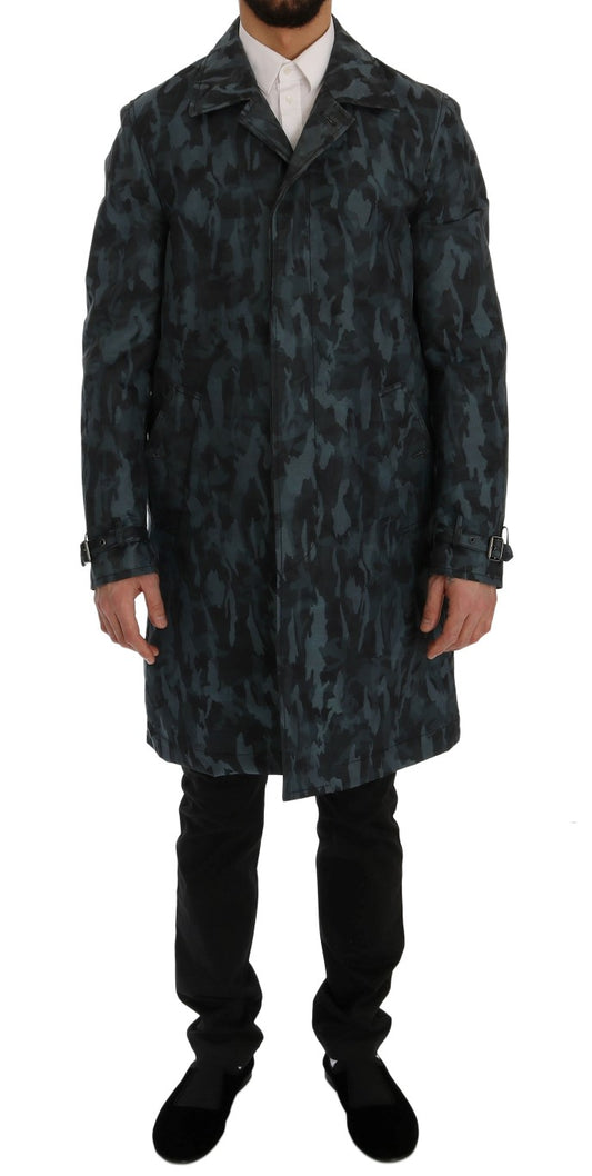 Dolce &amp; Gabbana Blauer Camouflage-Trenchcoat