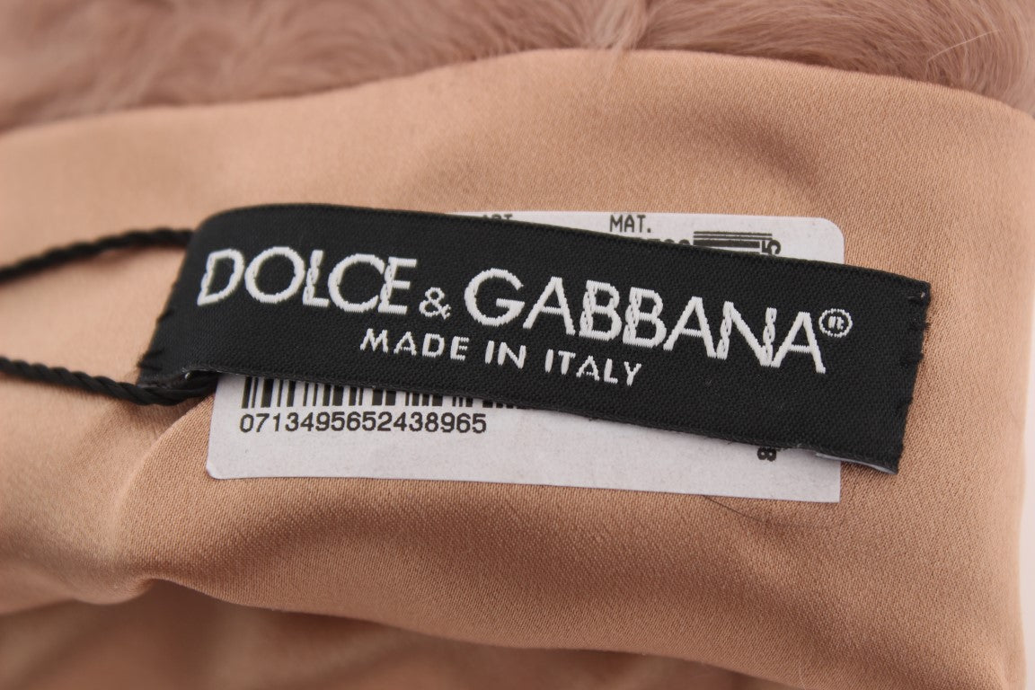 Dolce &amp; Gabbana Beige Wildleder Xiangao Pelz Ellenbogenhandschuhe