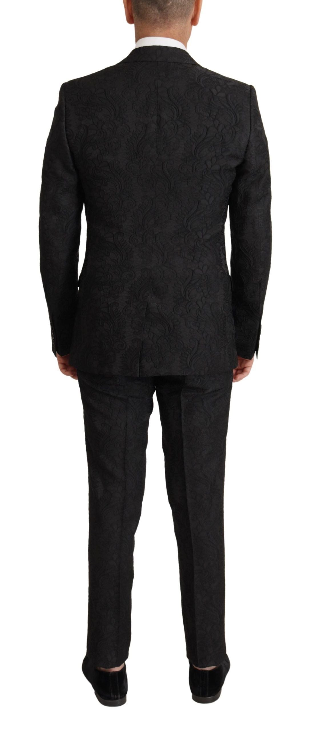 Dolce &amp; Gabbana Black Brocade Formal 2 Piece MARTINI Suit