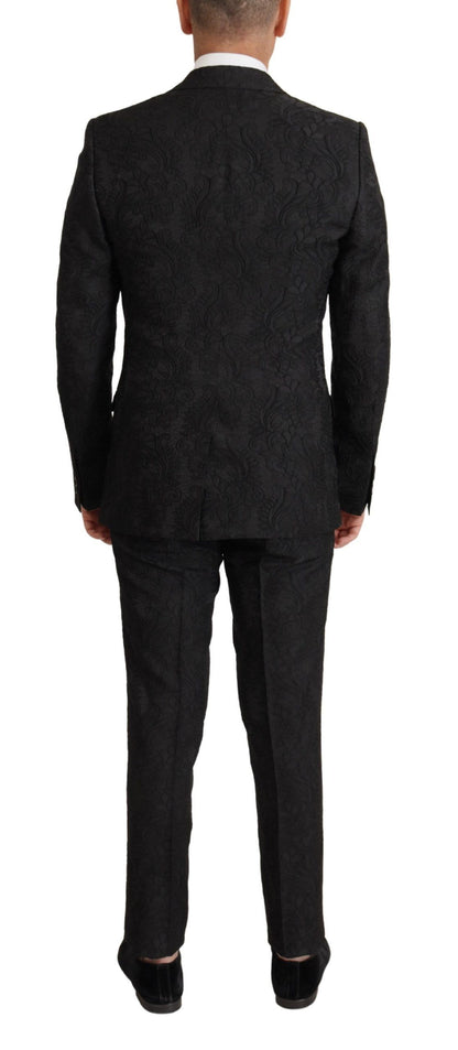 Dolce &amp; Gabbana Black Brocade Formal 2 Piece MARTINI Suit