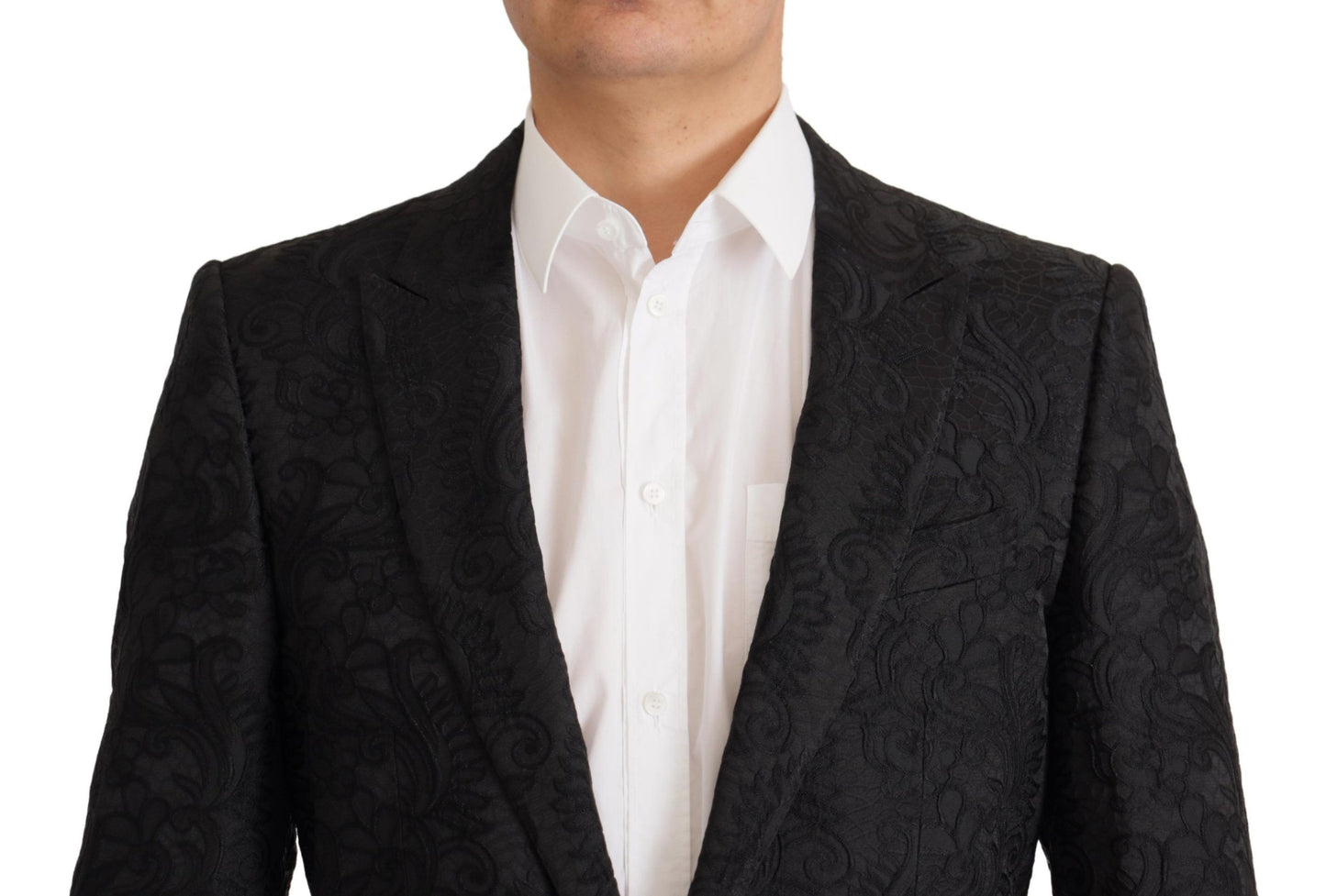 Dolce &amp; Gabbana Black Brocade Formal 2 Piece MARTINI Suit