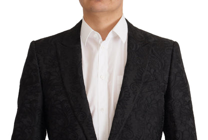Dolce &amp; Gabbana Black Brocade Formal 2 Piece MARTINI Suit