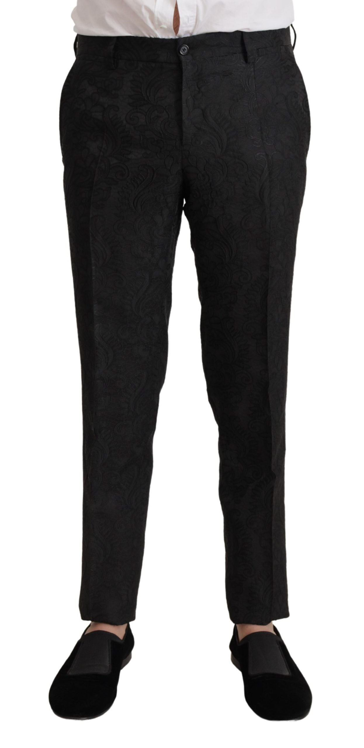 Dolce &amp; Gabbana Black Brocade Formal 2 Piece MARTINI Suit