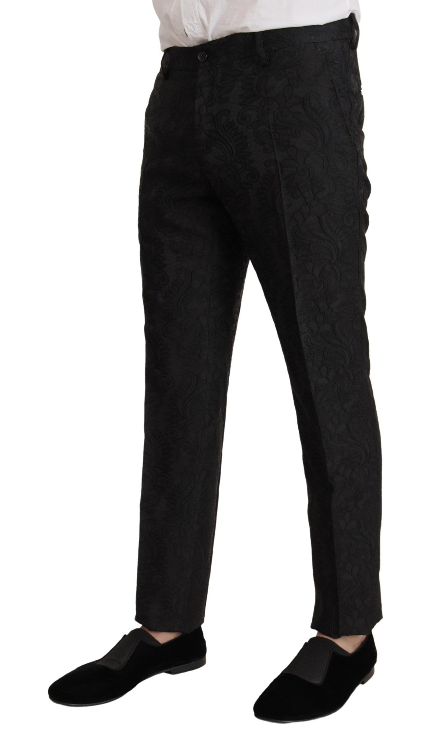 Dolce &amp; Gabbana Black Brocade Formal 2 Piece MARTINI Suit